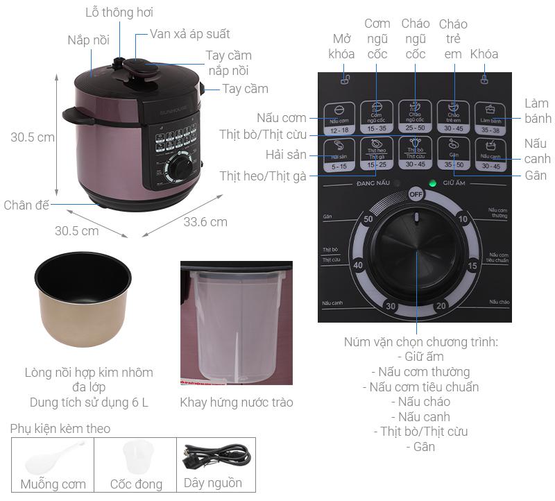 Nồi áp suất Sunhouse SHD-1657 6L -duoc-ban-tai-Điện Máy Thiện Huệ