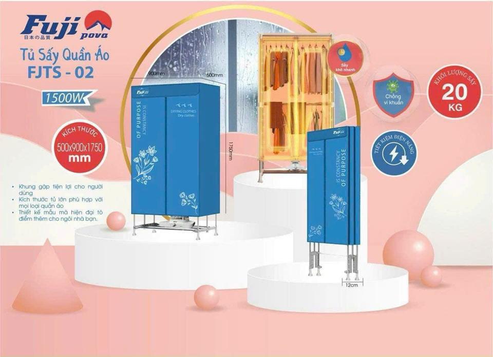 Tủ sấy quần áo Fuji FJTS-02C 1500W-duoc-ban-tai-Điện Máy Thiện Huệ