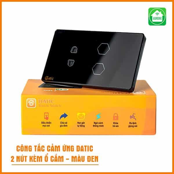 Công tắc hunonic datic 2 nút 1 ổ màu đen-duoc-ban-tai-Hunonic Smarthome Miền bắc