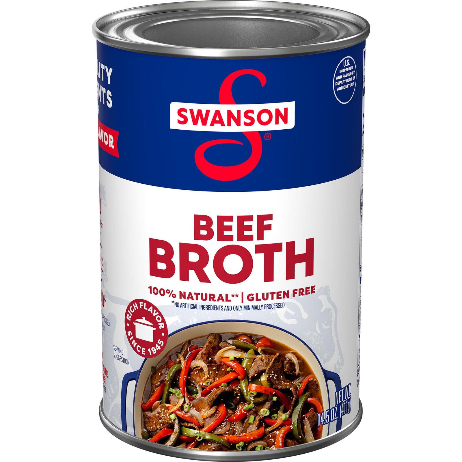 (Mỹ) Nước Dùng Bò Hầm 100% Nguyên Liệu Tự Nhiên Hữu Cơ Swanson, Lon 411g (14.5 Oz.)-duoc-ban-tai-McCorn’s Premium Mart