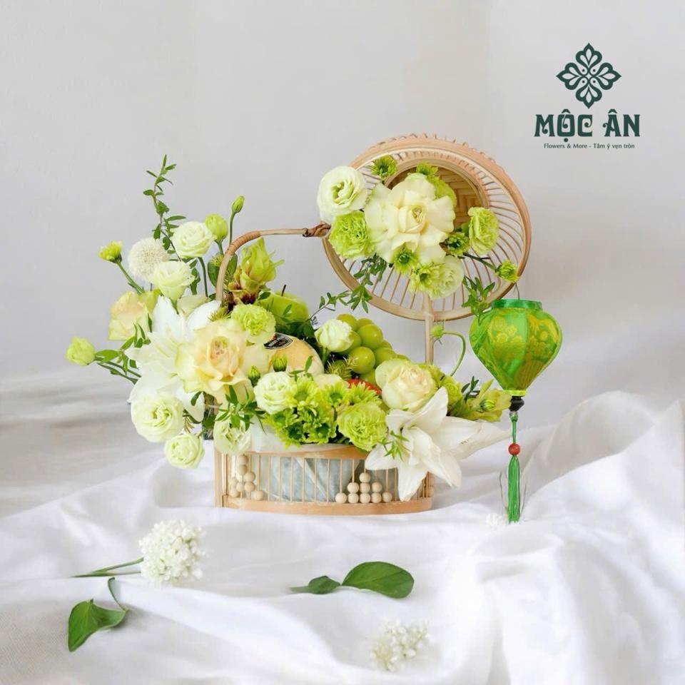 Giỏ Hoa Quả Tông Xanh Vàng Nho Lê Táo-duoc-ban-tai-HOA LỄ MỘC ÂN