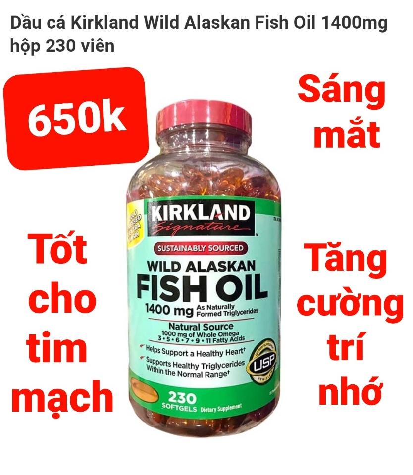 Dầu cá Kirkland Wild Alaskan Fish Oil 1400mg 230 viên 01/27-duoc-ban-tai-Naol Nguyen. 100% hàng Mỹ xách tay. Giá sale cực sốc
