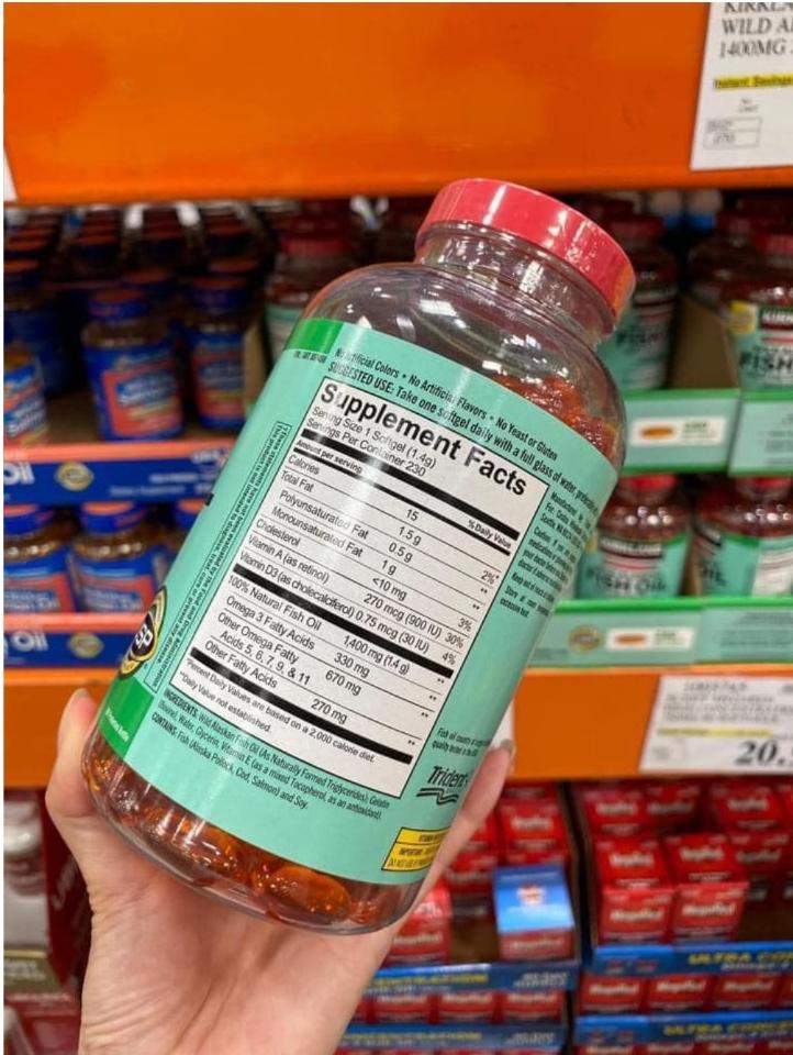Dầu cá Kirkland Wild Alaskan Fish Oil 1400mg 230 viên 01/27-duoc-ban-tai-Naol Nguyen. 100% hàng Mỹ xách tay. Giá sale cực sốc
