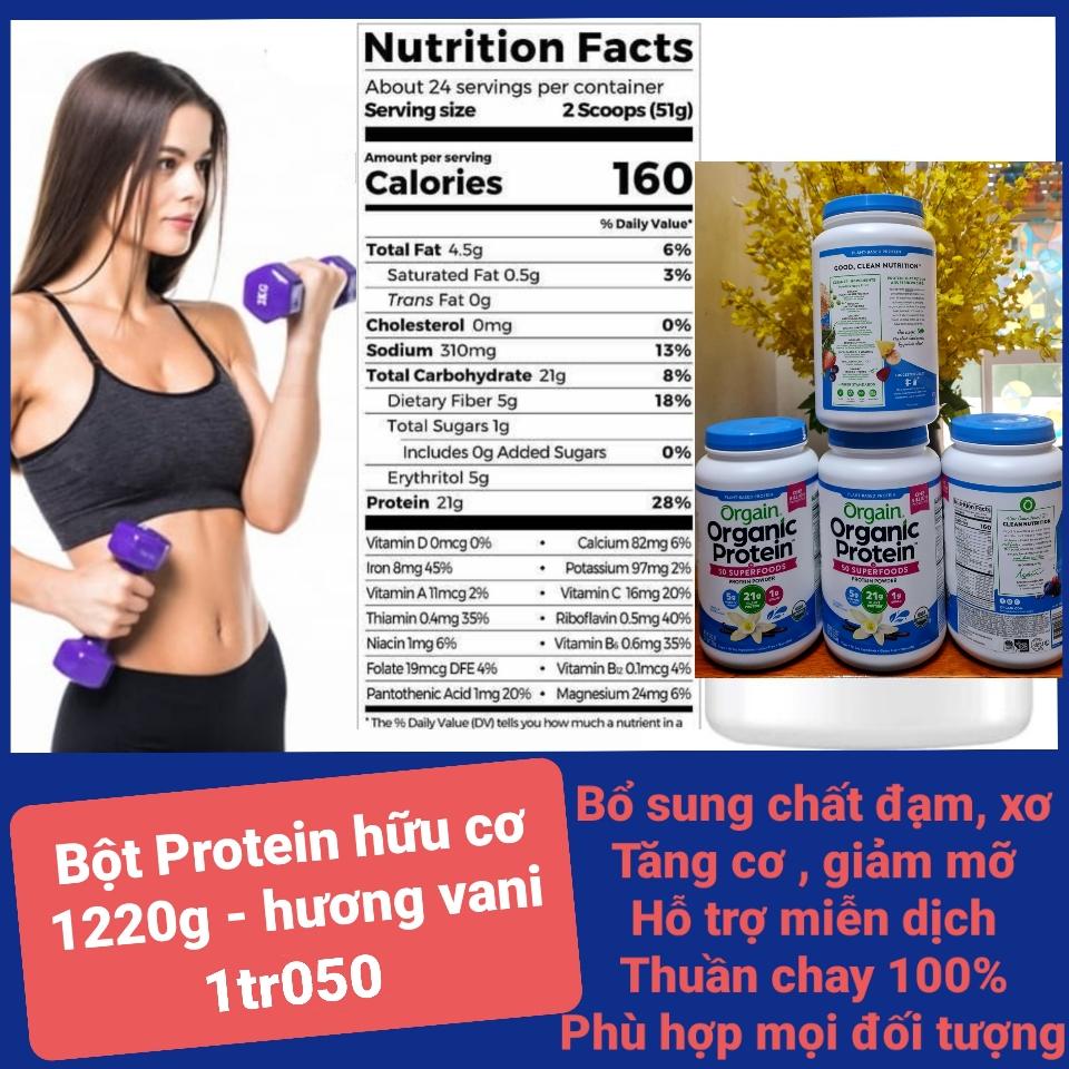 Bột Protein hữu cơ 1220g hương vani 03/26-duoc-ban-tai-Naol Nguyen. 100% hàng Mỹ xách tay. Giá sale cực sốc