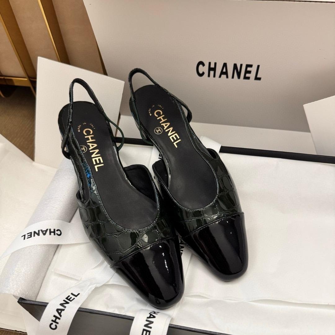 Chanel Slingbacks Crocodile Embossed Patent Calfskin & Patent Calfskin 20mm G39221-duoc-ban-tai-Hvip Shoes and Clothes