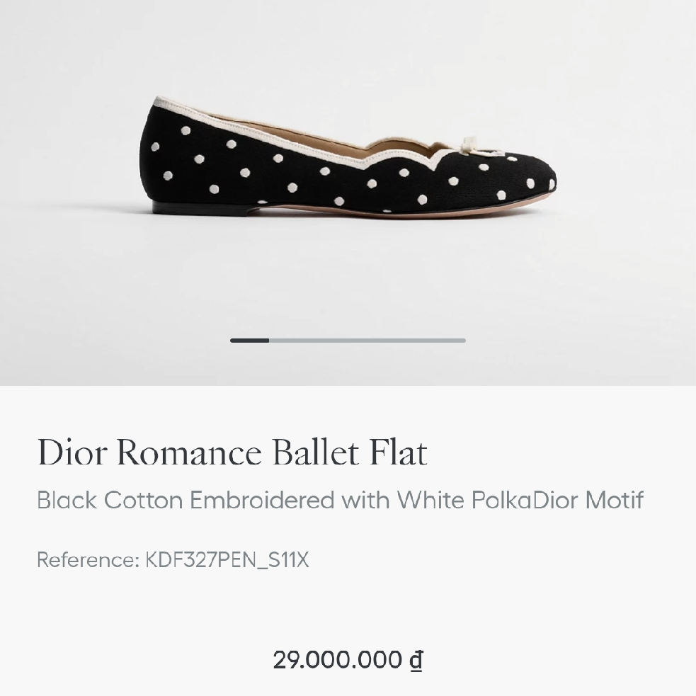 Dior Romance Ballet FlatBlack Cotton Embroidered with White PolkaDior MotifK DF327PEN_S11X-duoc-ban-tai-Hvip Shoes and Clothes