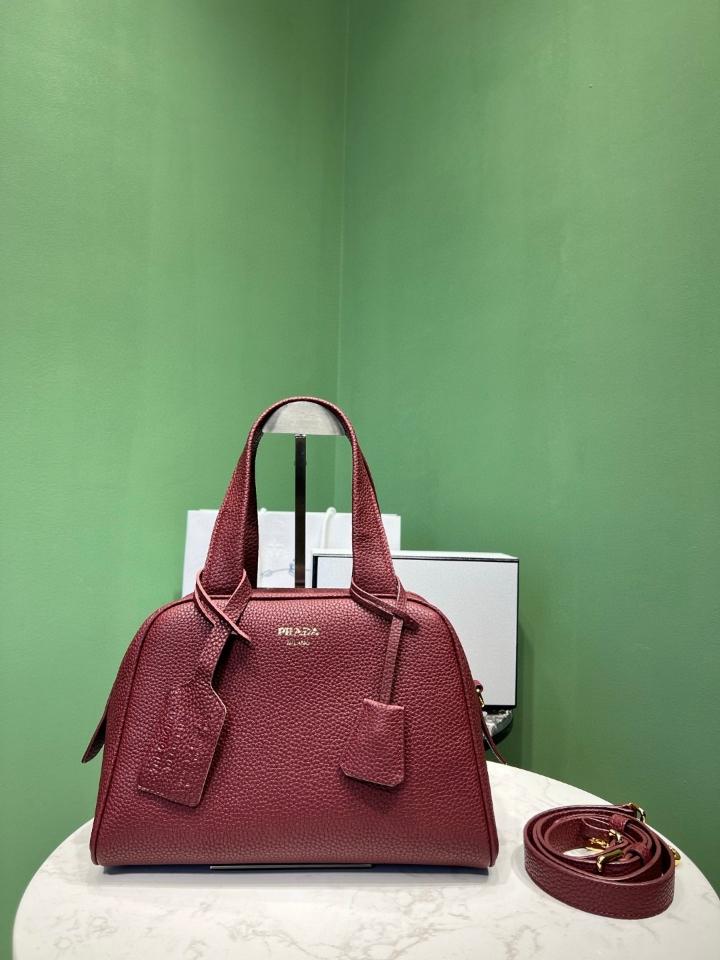 Prada Medium leather top-handle bag red 1BB149 28x20x13 cm -duoc-ban-tai-Hvip Bags and Accessories