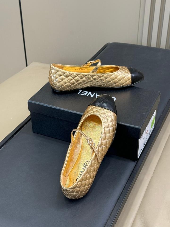 Chanel 25a BALLERINAS lambskin gold/black (1)-duoc-ban-tai-Hvip Shoes and Clothes
