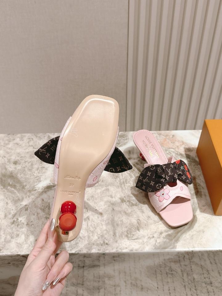 Louis Vuitton LV x TM Cherie Mules leather pink 55mm (1) -duoc-ban-tai-Hvip Shoes and Clothes