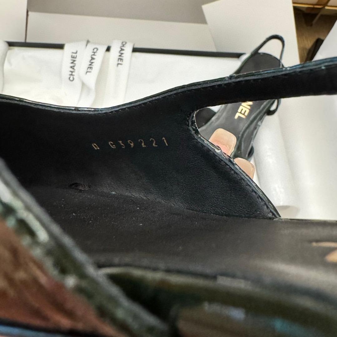 Chanel Slingbacks Crocodile Embossed Patent Calfskin & Patent Calfskin 20mm G39221-duoc-ban-tai-Hvip Shoes and Clothes