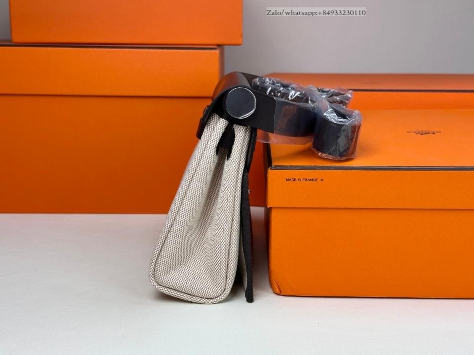 Hermès Herbag zip Mini Vache Hunter Toile Noir/Ecru PHW -duoc-ban-tai-Hvip Bags and Accessories