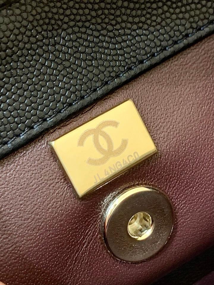Chanel 22A small coco handle bag Grained calfskin ,Shiny gold tone metal ,black AS92990 23cm-duoc-ban-tai-Hvip Bags and Accessories