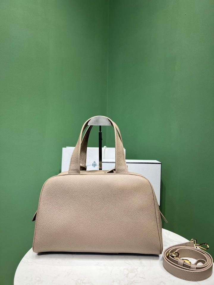 Prada Large leather top-handle bag clay grey 1BB148 33x22x14 cm -duoc-ban-tai-Hvip Bags and Accessories
