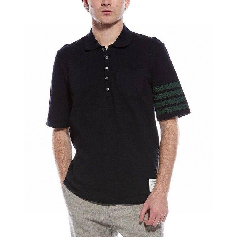 Thom Browne COTTON PIQUE 4-BAR POLO navy blue -duoc-ban-tai-Hvip Shoes and Clothes