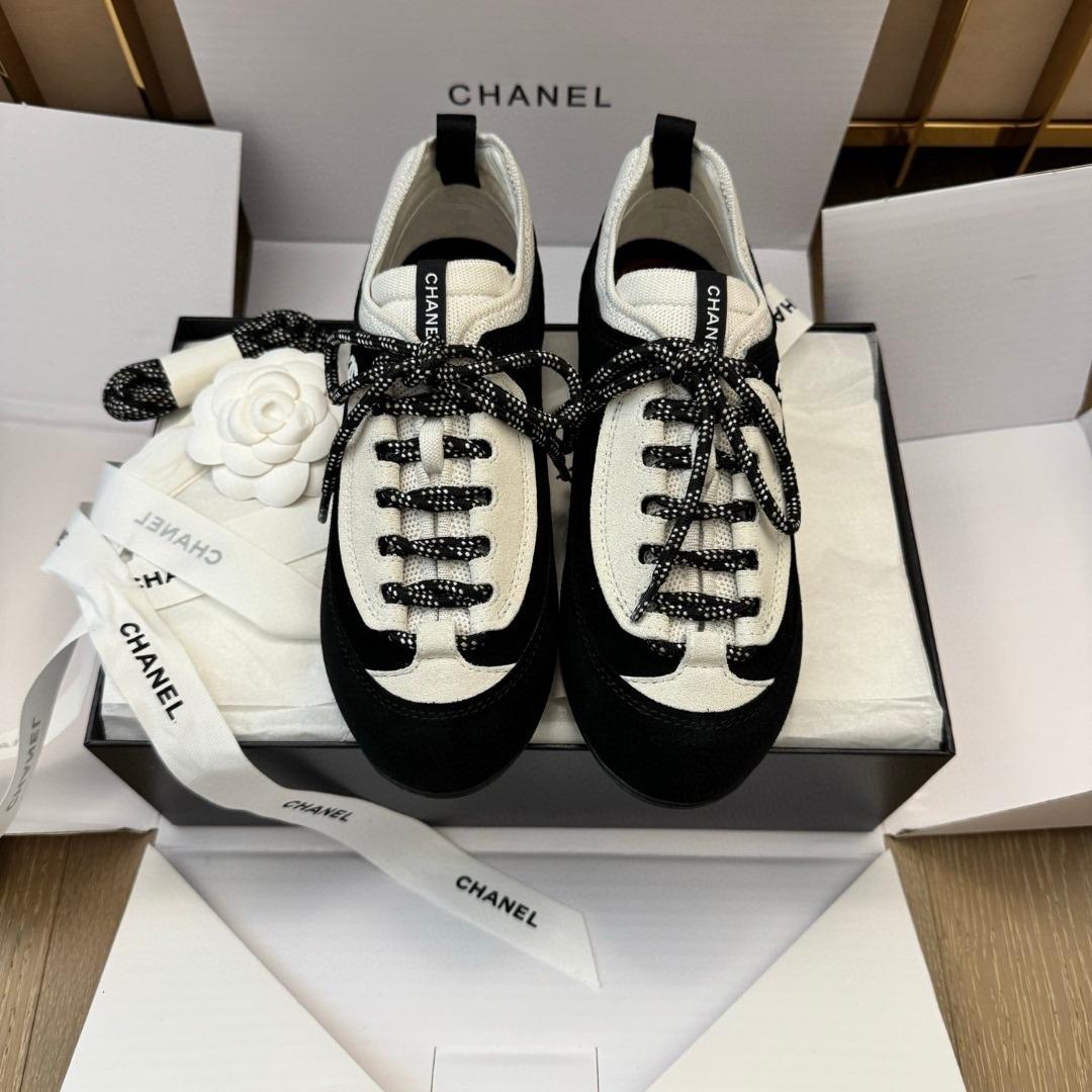 Chanel Trainers Velvet Calfskin & Mixed Fibers Black & White G47413 (1)-duoc-ban-tai-Hvip Shoes and Clothes
