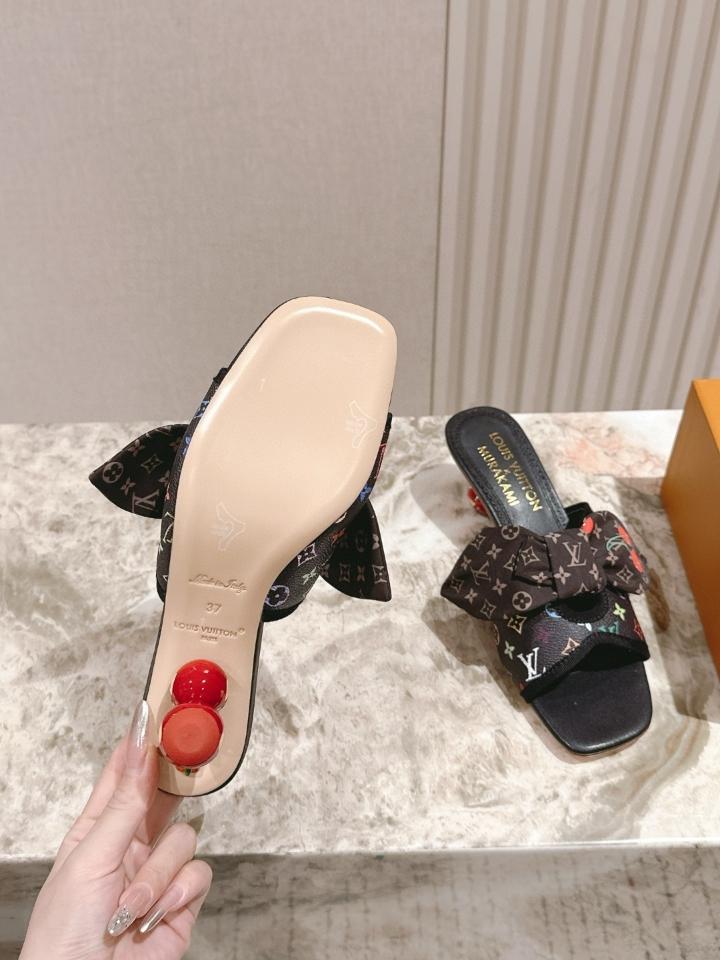 Louis Vuitton LV x TM Cherie Mules leather black logo 55mm (1)  -duoc-ban-tai-Hvip Shoes and Clothes