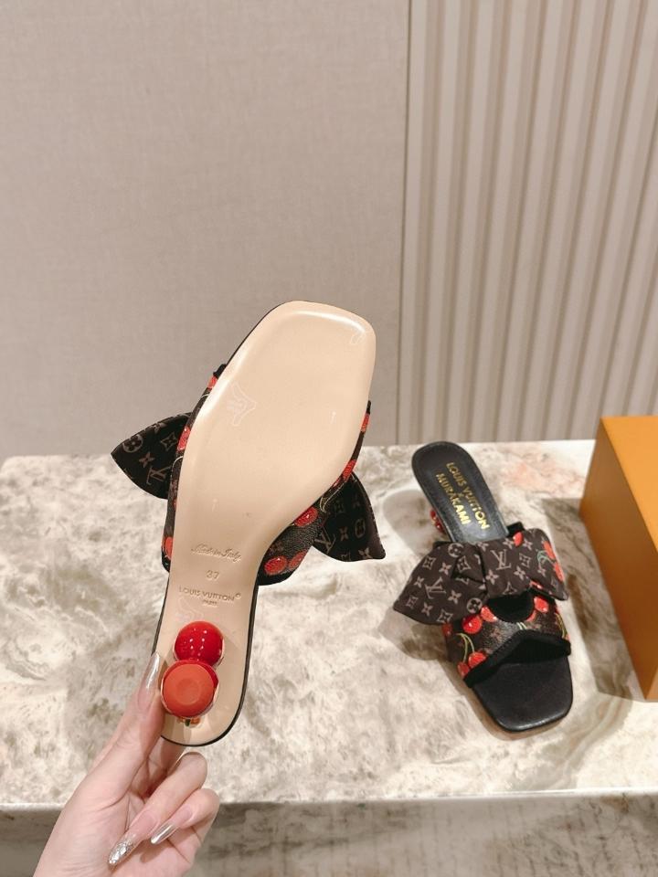 Louis Vuitton LV x TM Cherie Mules leather brown 🍒55mm (1) -duoc-ban-tai-Hvip Shoes and Clothes