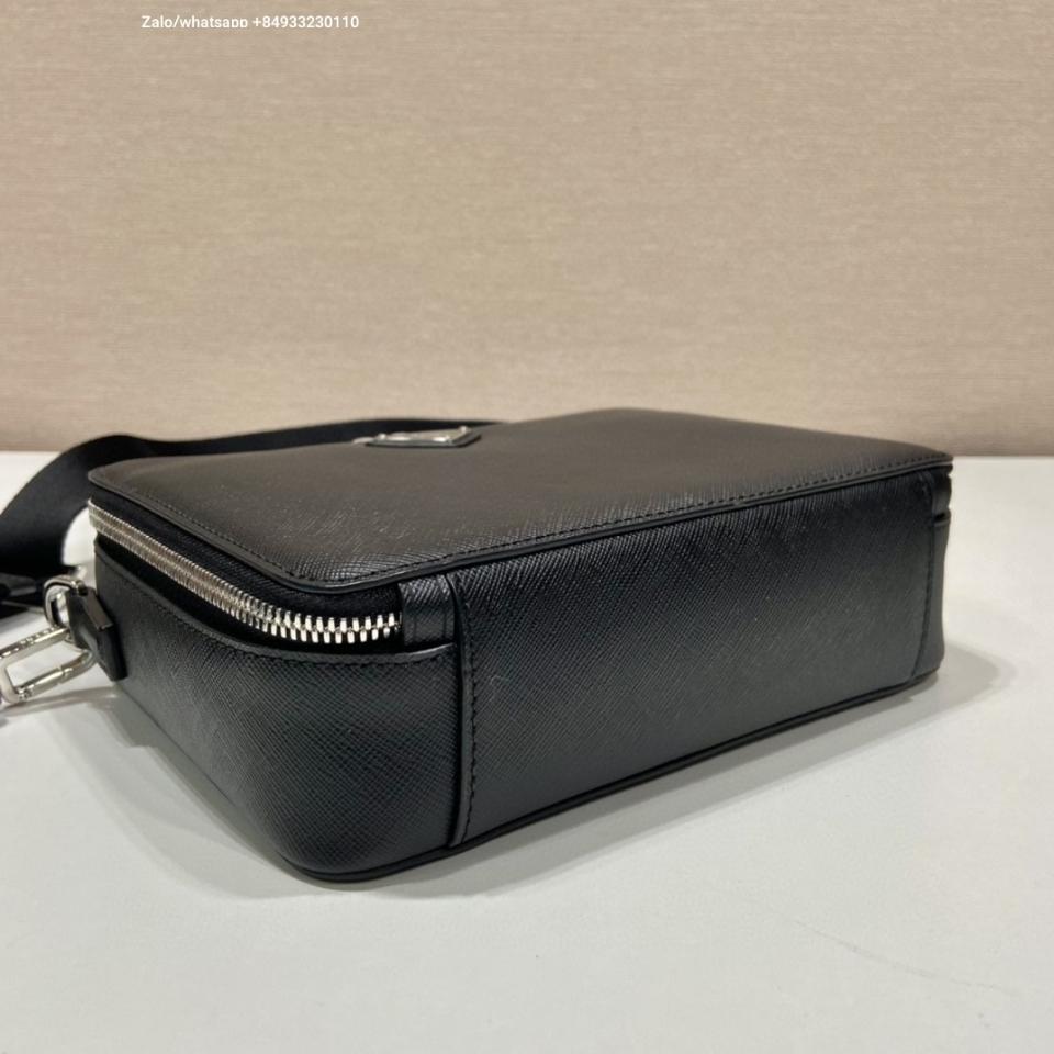 Prada Medium Prada Brique Saffiano leather bag 2VH069 black 22x16x6cm-duoc-ban-tai-Hvip Bags and Accessories
