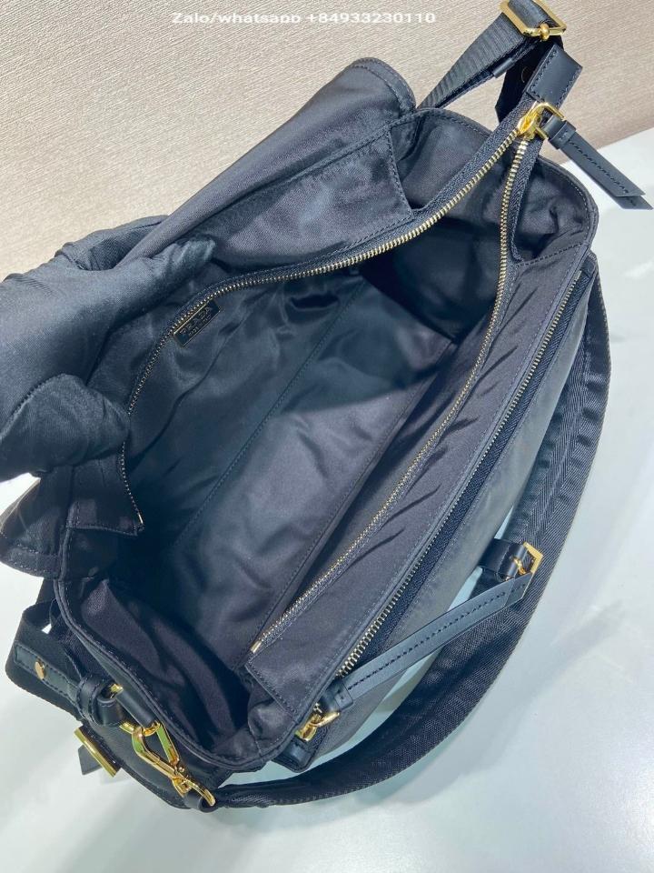 Prada Explore large Re-Nylon shoulder bag with flap 1BD391 black 37.5x19x12cm-duoc-ban-tai-Hvip Bags and Accessories
