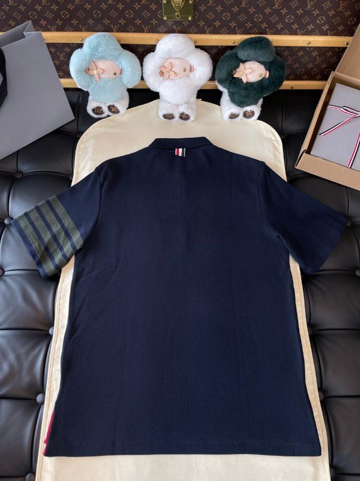 Thom Browne COTTON PIQUE 4-BAR POLO navy blue -duoc-ban-tai-Hvip Shoes and Clothes