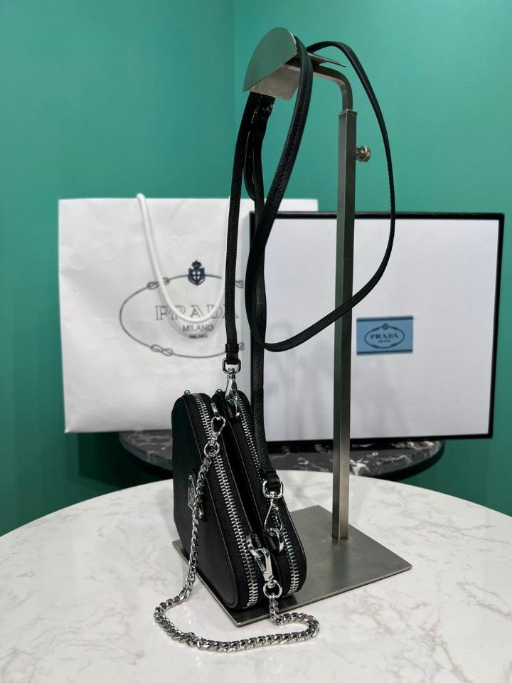 Prada Saffiano leather mini pouch black 1NR015 15x10x5cm-duoc-ban-tai-Hvip Bags and Accessories