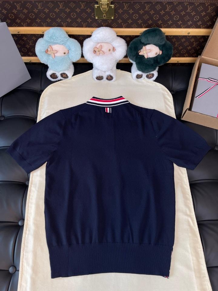 Thom Browne STRETCH VISCOSE TENNIS POLO navy blue -duoc-ban-tai-Hvip Shoes and Clothes