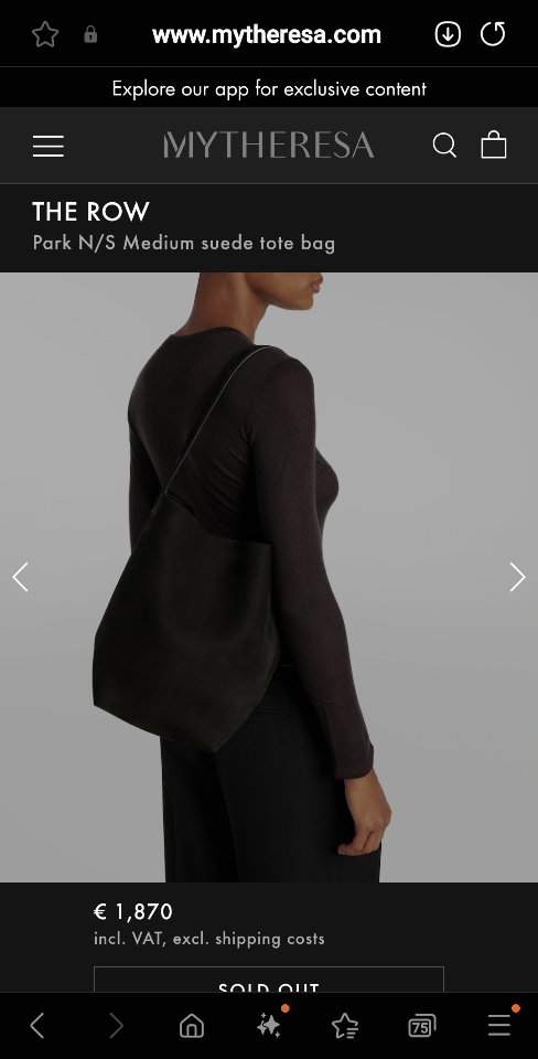 THE ROW
Medium N/S Park suede tote bag black 30X28X15.5cm -duoc-ban-tai-Hvip Bags and Accessories