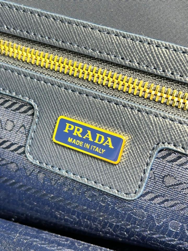 Prada Re-Edition 1978 medium Re-Nylon and Saffiano leather tote bag Baltic Blue 1BG555 35x26x15cm-duoc-ban-tai-Hvip Bags and Accessories