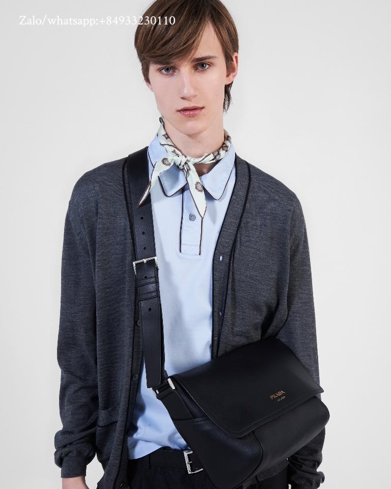 Prada medium leather shoulder bag black 2VD069 22x22x12cm-duoc-ban-tai-Hvip Bags and Accessories