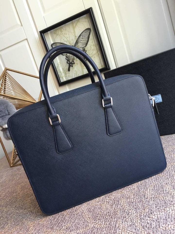 Prada Saffiano Leather briefs bag blue 2VE366B 36x28cm -duoc-ban-tai-Hvip Bags and Accessories