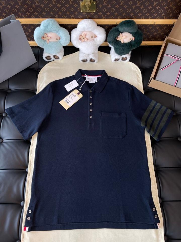 Thom Browne COTTON PIQUE 4-BAR POLO navy blue -duoc-ban-tai-Hvip Shoes and Clothes