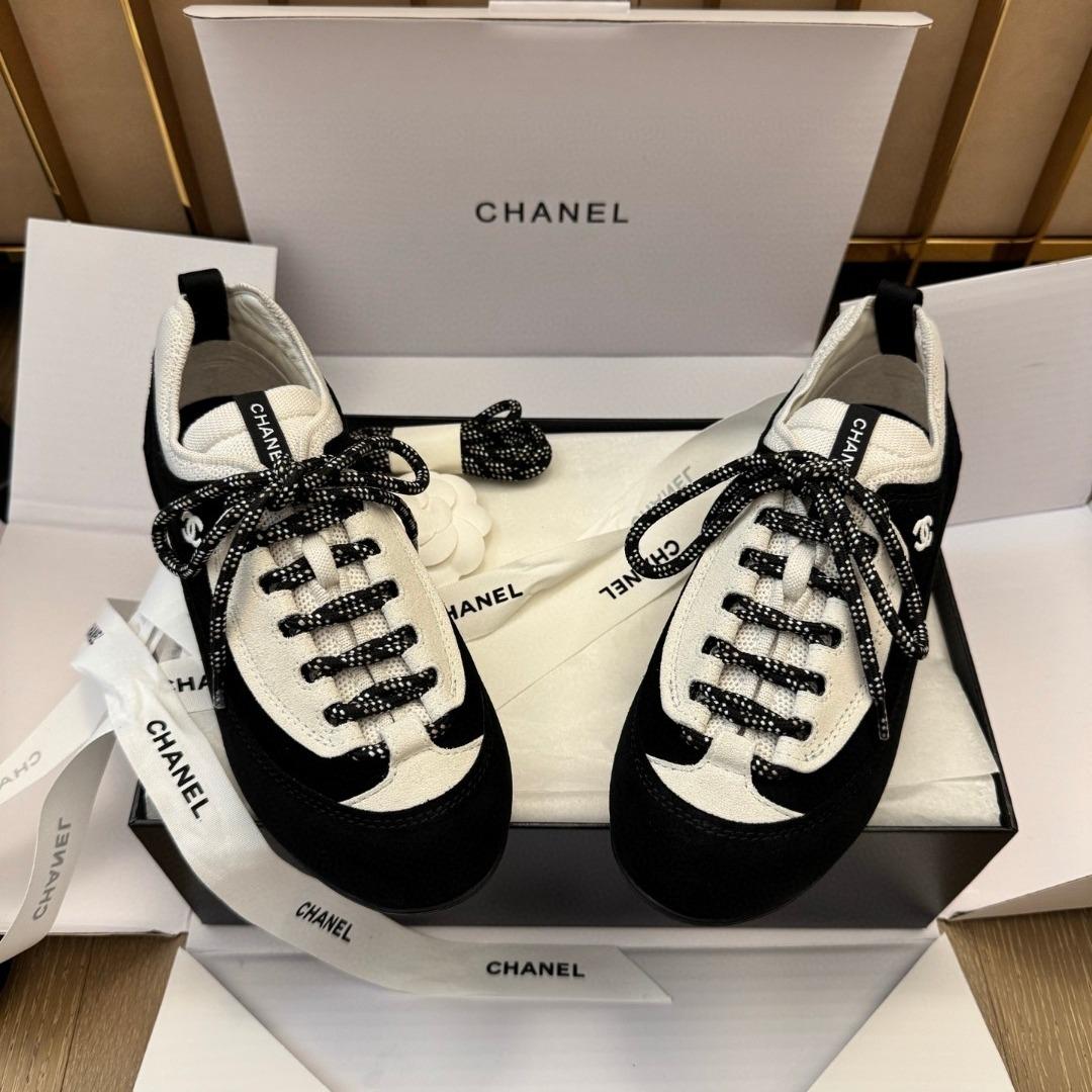 Chanel Trainers Velvet Calfskin & Mixed Fibers Black & White G47413 (1)-duoc-ban-tai-Hvip Shoes and Clothes