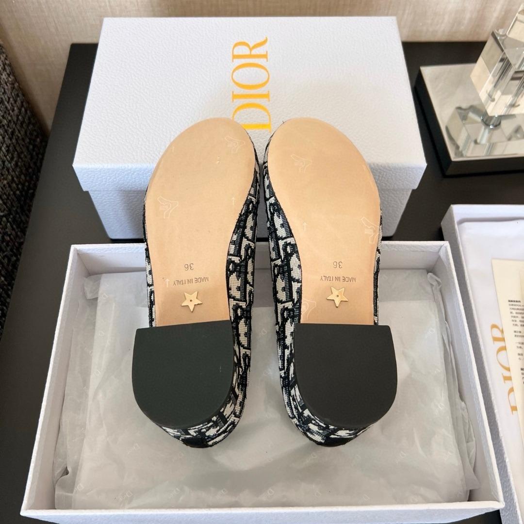 Dior Ballet FlatDeep Blue Dior Oblique Embroidered Cotton-duoc-ban-tai-Hvip Shoes and Clothes