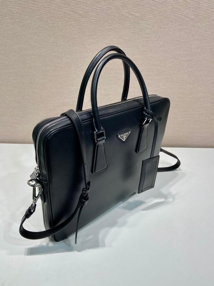 Prada Saffiano leather bag black 0368 37x28x3.5cm -duoc-ban-tai-Hvip Bags and Accessories