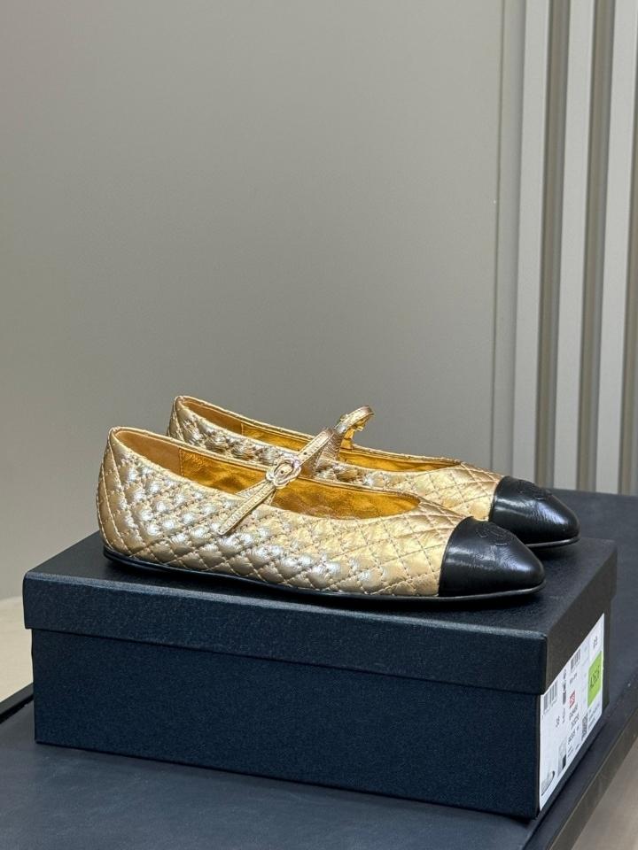 Chanel 25a BALLERINAS lambskin gold/black (1)-duoc-ban-tai-Hvip Shoes and Clothes