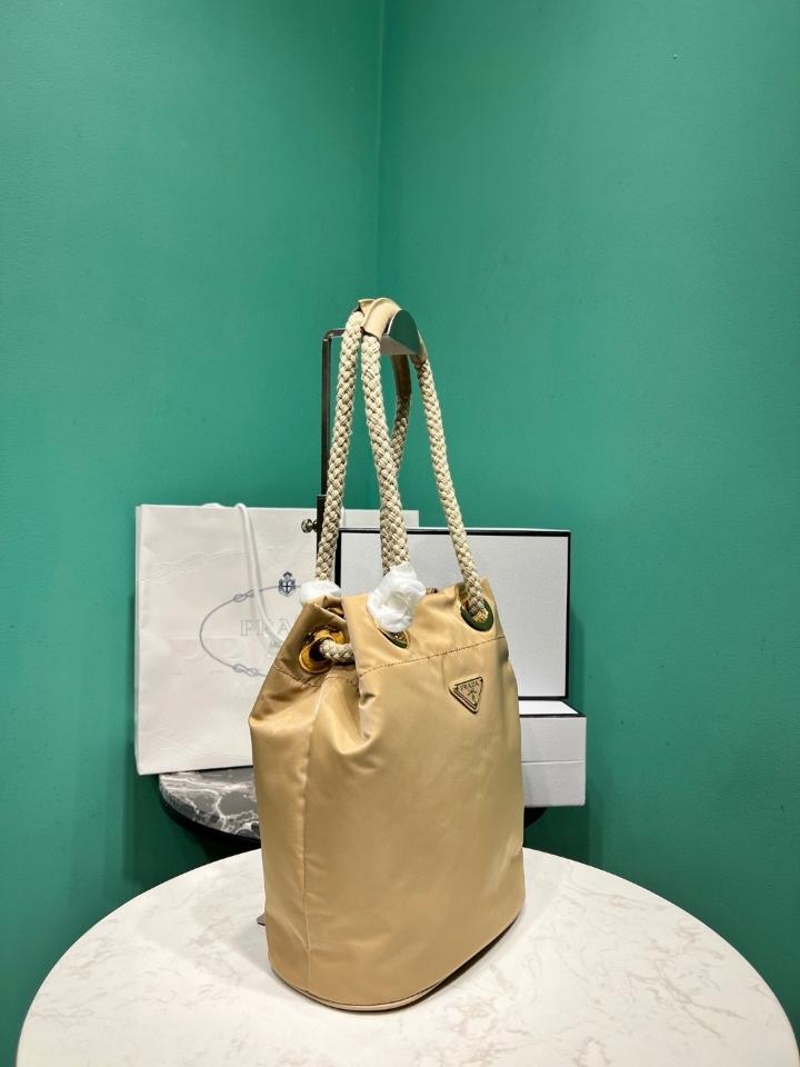 Prada Mariner Re-Nylon small bucket bag caramel 1BE082 23.5x28x16.5cm-duoc-ban-tai-Hvip Bags and Accessories