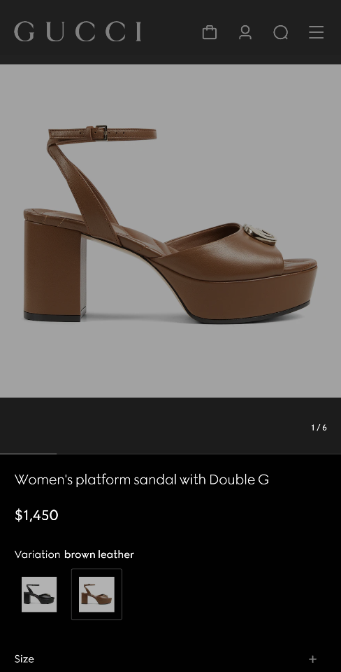 Gucci Women's platform sandal with Double G 80mm brown leather 832450 (1)-duoc-ban-tai-Hvip Shoes and Clothes