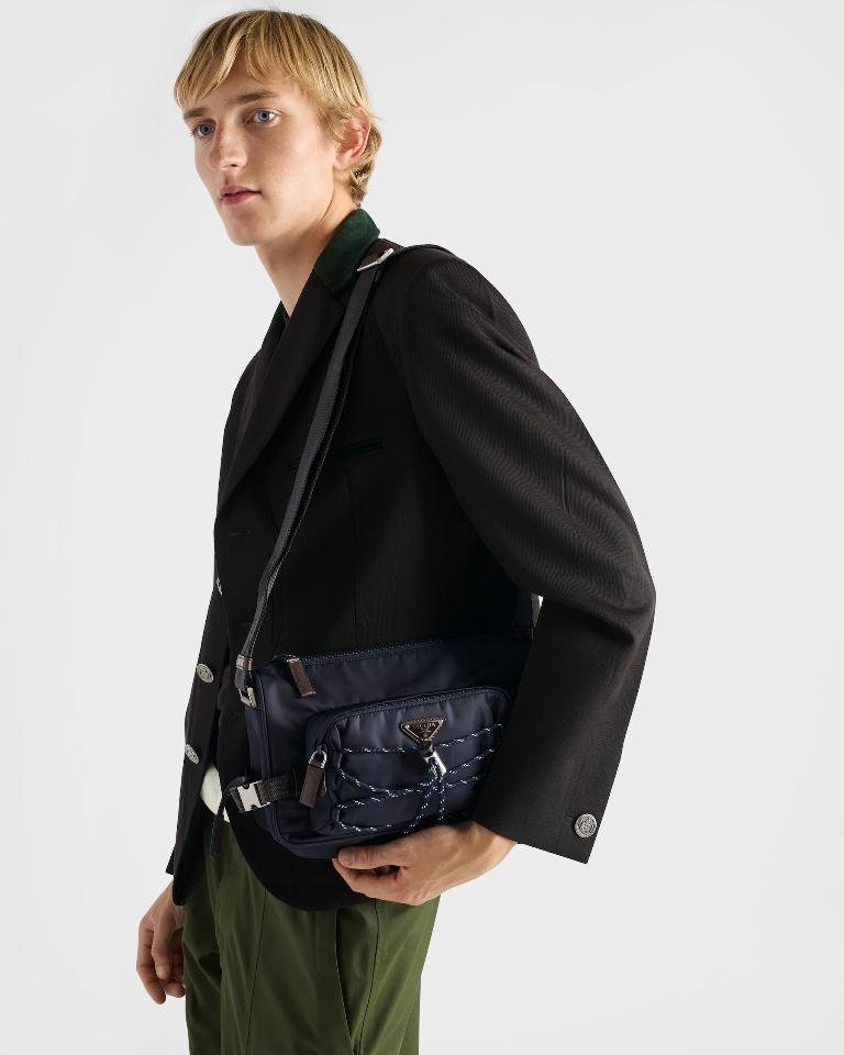 Prada Speedrock Re-Nylon and leather shoulder bag navy  2VH192 28x17.5x10cm-duoc-ban-tai-Hvip Bags and Accessories