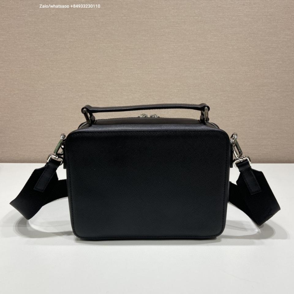 Prada Medium Prada Brique Saffiano leather bag 2VH069 black 22x16x6cm-duoc-ban-tai-Hvip Bags and Accessories