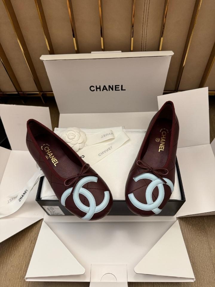 Chanel Ballet flats Lambskin burgundy and light blue G47163 -duoc-ban-tai-Hvip Shoes and Clothes