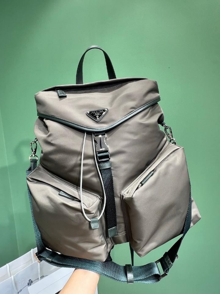 Prada Re-Nylon backpack grey 2VZ108 30x38x17cm-duoc-ban-tai-Hvip Bags and Accessories