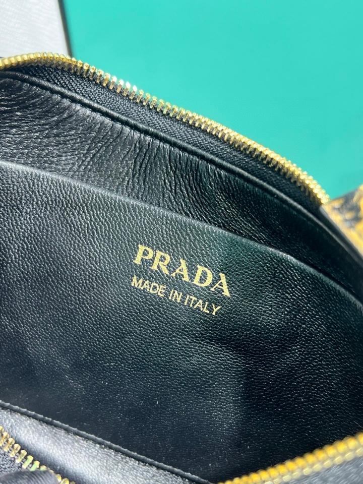 Prada Arqué printed leather shoulder bag honey 1BC194 22.5x18.5x6cm-duoc-ban-tai-Hvip Bags and Accessories