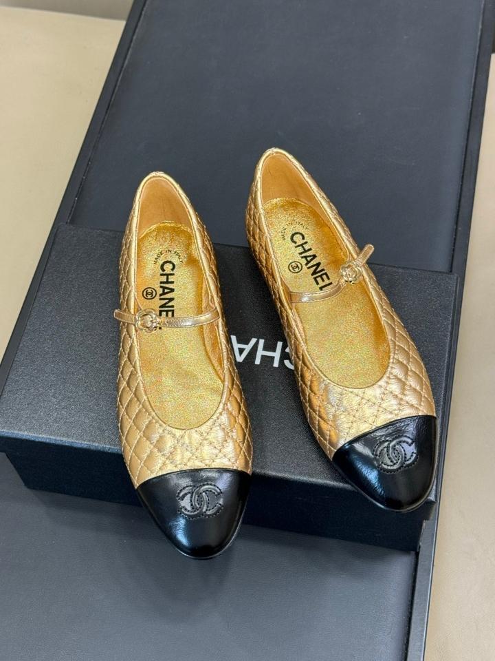 Chanel 25a BALLERINAS lambskin gold/black (1)-duoc-ban-tai-Hvip Shoes and Clothes