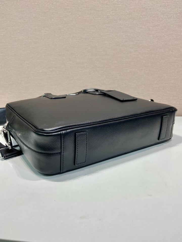 Prada Saffiano Leather briefs bag black 0891 38x29cm-duoc-ban-tai-Hvip Bags and Accessories
