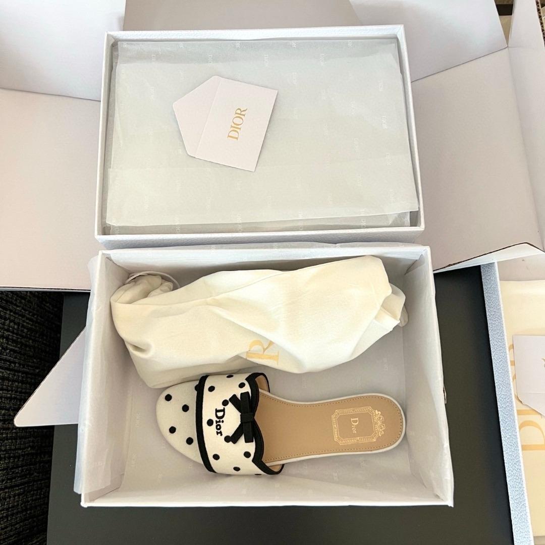 Dior Dway Slide Cotton Embroidered black and white-duoc-ban-tai-Hvip Shoes and Clothes
