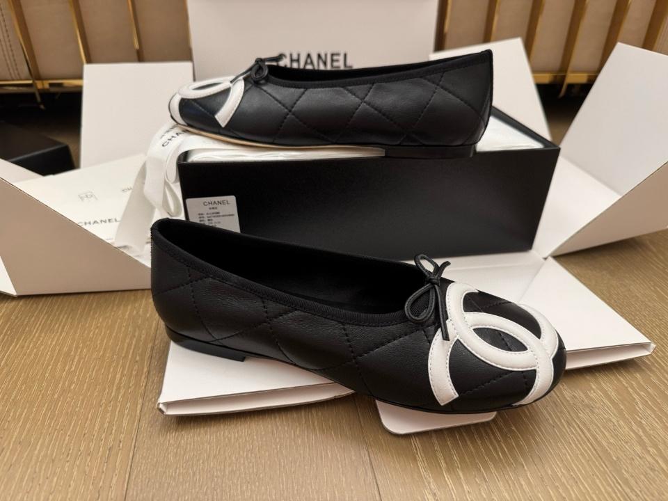 Chanel Ballet flats Lambskin Black and white G47163 -duoc-ban-tai-Hvip Shoes and Clothes