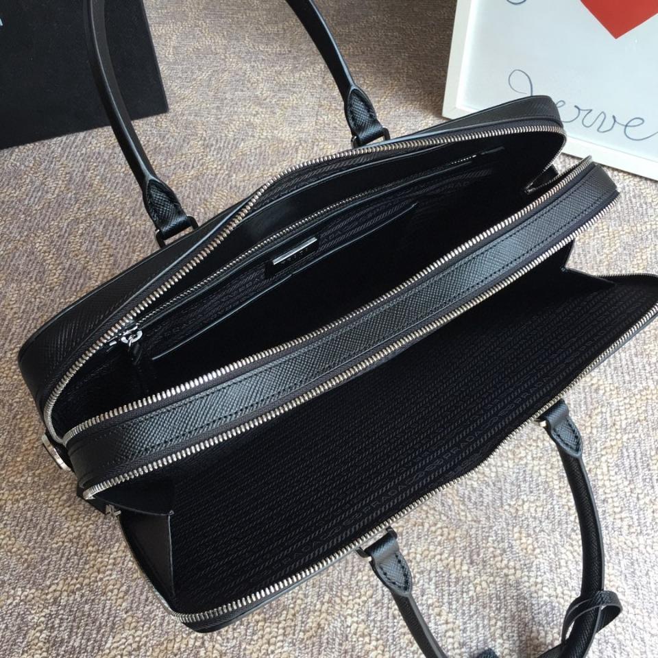 Prada Saffiano Leather briefs bag black 2VE366B 36x28cm-duoc-ban-tai-Hvip Bags and Accessories