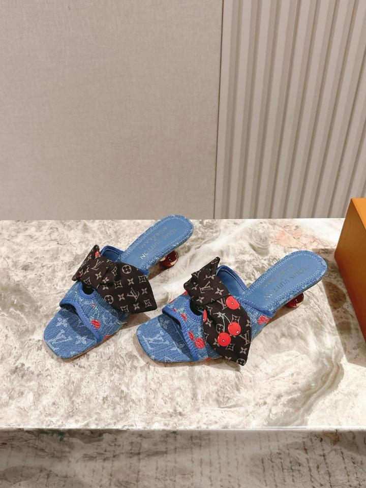 Louis Vuitton LV x TM  Cherie Mules blue 🍒55mm (1)  -duoc-ban-tai-Hvip Shoes and Clothes