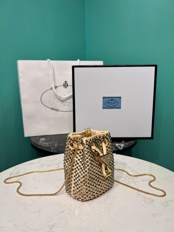Prada Satin mini-pouch with crystals caramel 1NR016 10x12x7cm-duoc-ban-tai-Hvip Bags and Accessories