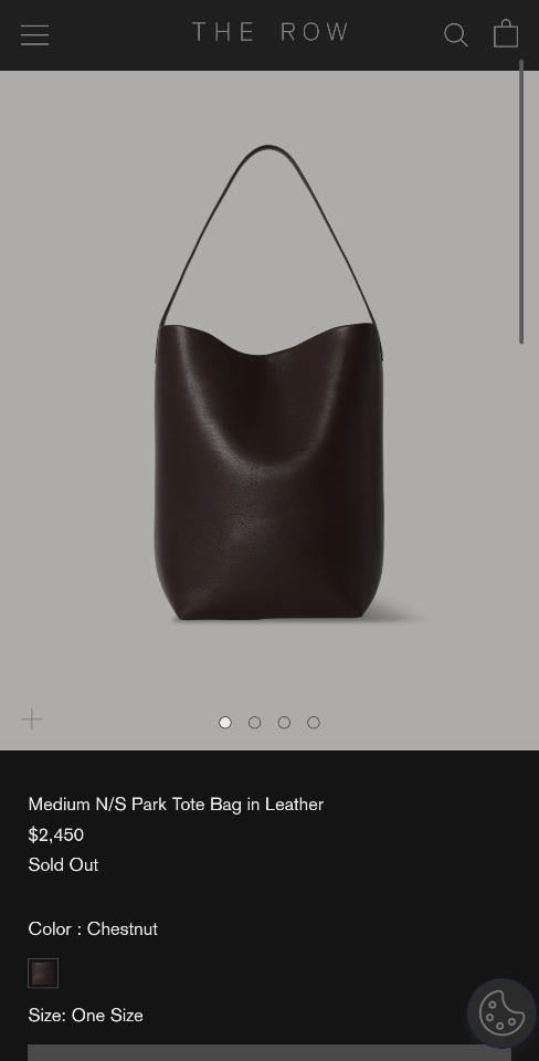 THE ROW Medium N/S Park smooth calfskin leather tote bag Chestnut 30X28X15.5cm -duoc-ban-tai-Hvip Bags and Accessories